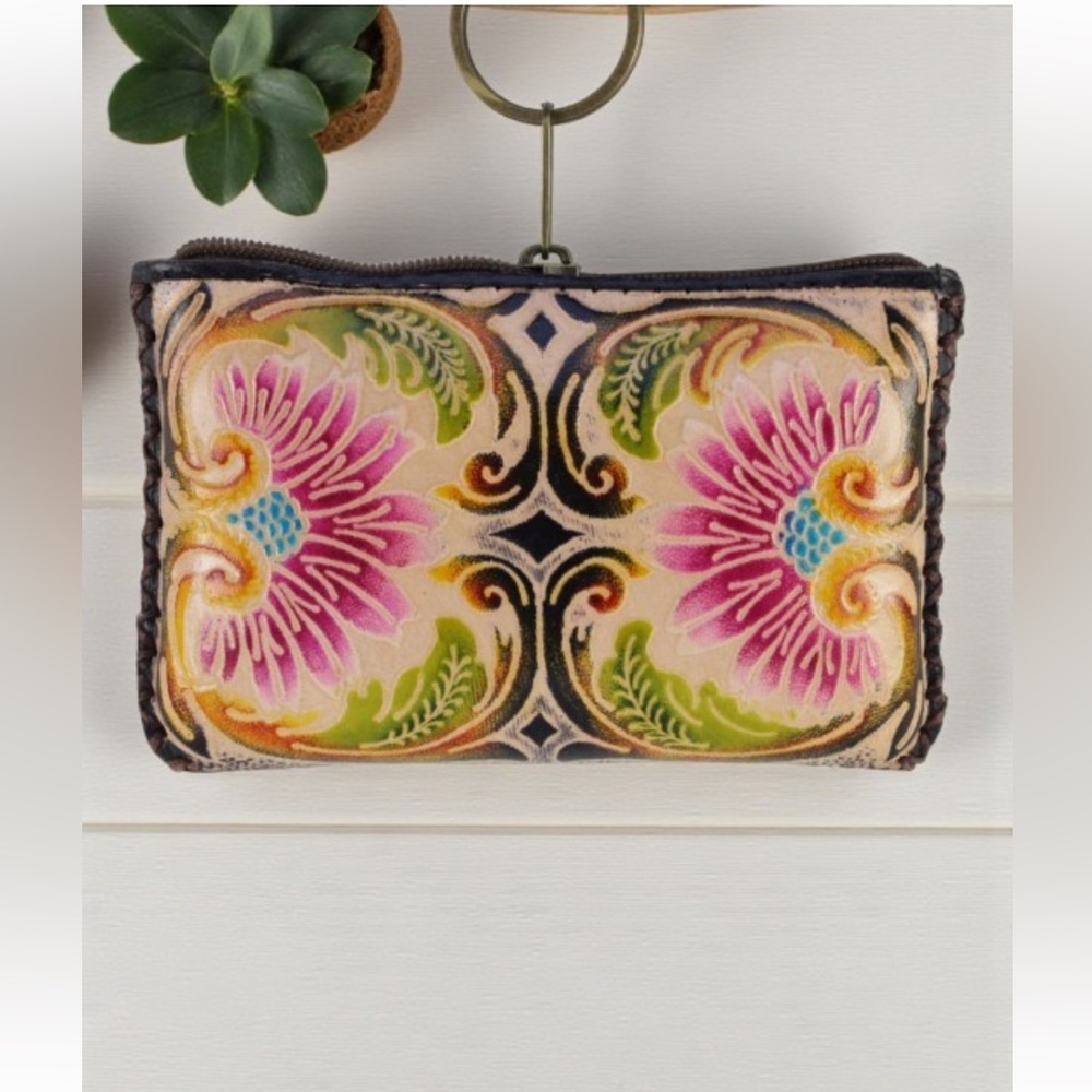 Leather Flower Coin Purse